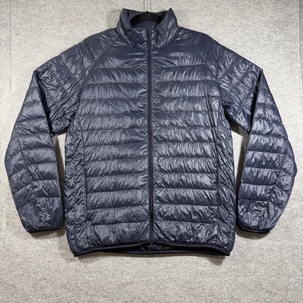 Uniqlo Ultra Light Down Jacket Mens M Navy Puffer Full Zip Packable Outdoor
